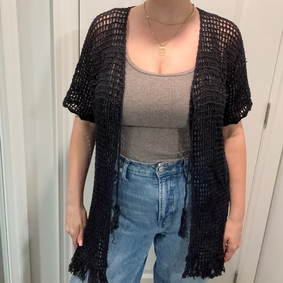 Other - Made in Italy Black Crochet Beach Cover Up